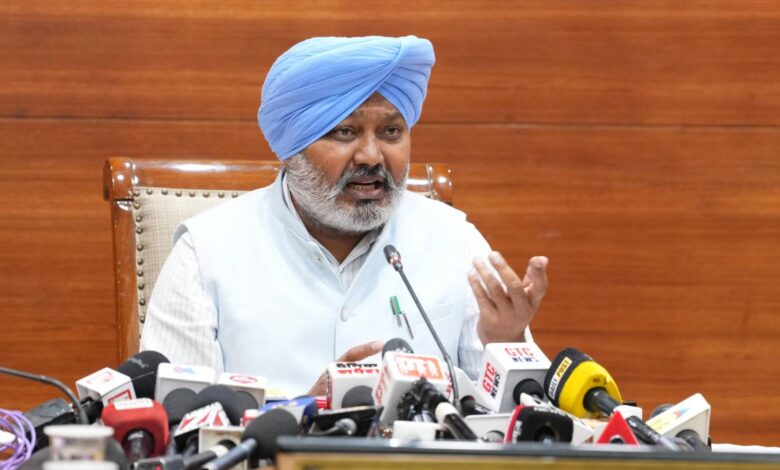 Punjab Finance Minister Harpal Singh Cheema addressing press conference on hospitality sector tax evasion crackdown, Chandigarh